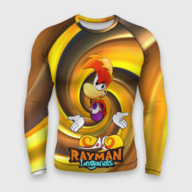 Мужской рашгард 3D с принтом Rayman Legends на фоне желтой спирали ,  |  | legends | rayman | rayman legends | глобокс | рейман | рэйман | рэймэн