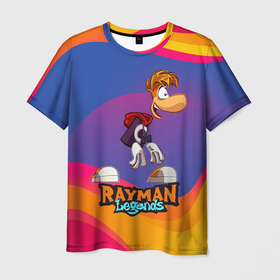 Мужская футболка 3D с принтом Rayman абстрактные волны , 100% полиэфир | прямой крой, круглый вырез горловины, длина до линии бедер | legends | rayman | rayman legends | глобокс | рейман | рэйман | рэймэн