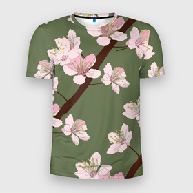 Мужская футболка 3D Slim с принтом Деревья весной в Новосибирске, 100% полиэстер с улучшенными характеристиками | приталенный силуэт, круглая горловина, широкие плечи, сужается к линии бедра | арт | весна | рисунок | розовые цветы | розовый цветок | сакура | цветение | цветение дерева | цветение деревьев | цветок | цветы | яркие цветы | яркий цветок