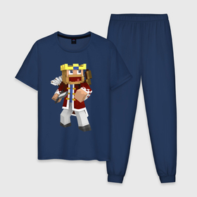 Мужская пижама хлопок с принтом Minecraft   Warrior , 100% хлопок | брюки и футболка прямого кроя, без карманов, на брюках мягкая резинка на поясе и по низу штанин
 | minecraft | sword | video game | warrior | видеоигра | воин | майнкрафт | меч