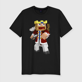 Мужская футболка хлопок Slim с принтом Minecraft   Warrior в Тюмени, 92% хлопок, 8% лайкра | приталенный силуэт, круглый вырез ворота, длина до линии бедра, короткий рукав | minecraft | sword | video game | warrior | видеоигра | воин | майнкрафт | меч