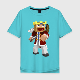 Мужская футболка хлопок Oversize с принтом Minecraft   Warrior в Тюмени, 100% хлопок | свободный крой, круглый ворот, “спинка” длиннее передней части | minecraft | sword | video game | warrior | видеоигра | воин | майнкрафт | меч