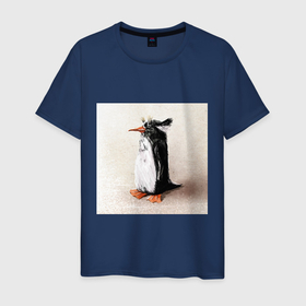 Мужская футболка хлопок с принтом Птица Пингвин в Санкт-Петербурге, 100% хлопок | прямой крой, круглый вырез горловины, длина до линии бедер, слегка спущенное плечо. | animal | art | drawing | illustration | penguin | print | арт | животные | иллюстрация | пингвин | принт