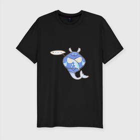 Мужская футболка хлопок Slim с принтом Задумчивый скат в Новосибирске, 92% хлопок, 8% лайкра | приталенный силуэт, круглый вырез ворота, длина до линии бедра, короткий рукав | арт | морская живность | рисунок | скат