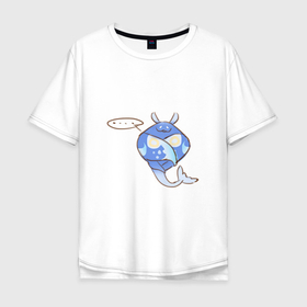 Мужская футболка хлопок Oversize с принтом Задумчивый скат в Новосибирске, 100% хлопок | свободный крой, круглый ворот, “спинка” длиннее передней части | арт | морская живность | рисунок | скат