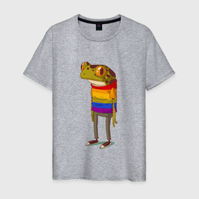 Мужская футболка хлопок с принтом Лягушка | Frog in a colored t shirt в Курске, 100% хлопок | прямой крой, круглый вырез горловины, длина до линии бедер, слегка спущенное плечо. | frog in a colored tshirt | бесхвостые | голиаф | древесница | земноводное | квакуша | квакушка | квакша | лиопельма | лягва | лягуха | лягушач | лягушечка | лягушка | лягушкаквакушка | лягушки | нототрема | пипа