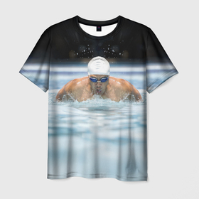 Мужская футболка 3D с принтом Плавание | Пловец в Новосибирске, 100% полиэфир | прямой крой, круглый вырез горловины, длина до линии бедер | swim | swimmer | swimming | выплывать | выплыть | купание | купаться | отплыть | плавание | плавать | пловец | плыть | поплавать | поплыть | проплывать | проплыть | сплавать