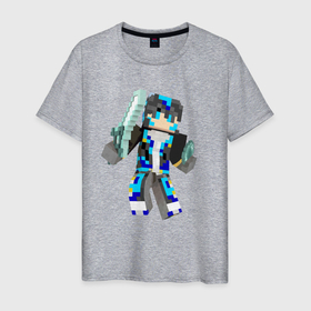 Мужская футболка хлопок с принтом Minecraft   Warrior в Тюмени, 100% хлопок | прямой крой, круглый вырез горловины, длина до линии бедер, слегка спущенное плечо. | dagger | minecraft | sword | video game | warrior | видеоигра | воин | кинжал | майнкрафт | меч