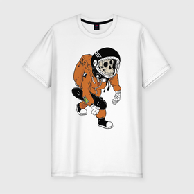 Мужская футболка хлопок Slim с принтом Astronaut   Cool Monkey , 92% хлопок, 8% лайкра | приталенный силуэт, круглый вырез ворота, длина до линии бедра, короткий рукав | astronaut | gloves | monkey | skate board | sneakers | spacesuit | космонавт | кроссовки | обезьяна | перчатки | скафандр | скейтборд