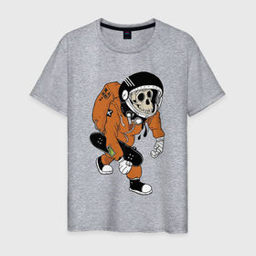 Мужская футболка хлопок с принтом Astronaut   Cool Monkey в Екатеринбурге, 100% хлопок | прямой крой, круглый вырез горловины, длина до линии бедер, слегка спущенное плечо. | astronaut | gloves | monkey | skate board | sneakers | spacesuit | космонавт | кроссовки | обезьяна | перчатки | скафандр | скейтборд