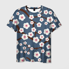 Мужская футболка 3D с принтом Цветущее дерево в Курске, 100% полиэфир | прямой крой, круглый вырез горловины, длина до линии бедер | арт | весна | рисунок | розовые цветы | розовый цветок | сакура | цветение | цветение дерева | цветение деревьев | цветок | цветы | яркие цветы | яркий цветок