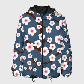 Мужская куртка 3D с принтом Цветущее дерево в Новосибирске, ткань верха — 100% полиэстер, подклад — флис | прямой крой, подол и капюшон оформлены резинкой с фиксаторами, два кармана без застежек по бокам, один большой потайной карман на груди. Карман на груди застегивается на липучку | арт | весна | рисунок | розовые цветы | розовый цветок | сакура | цветение | цветение дерева | цветение деревьев | цветок | цветы | яркие цветы | яркий цветок