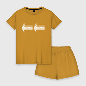 Женская пижама с шортиками хлопок с принтом Си Си в Тюмени, 100% хлопок | футболка прямого кроя, шорты свободные с широкой мягкой резинкой | грудь | музыка | музыкант | музыканты | нота | ноты | сиси