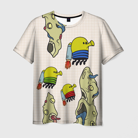 Мужская футболка 3D с принтом Game Doodle Jump в Санкт-Петербурге, 100% полиэфир | прямой крой, круглый вырез горловины, длина до линии бедер | doodle | doodle jump | game | jump | видеоигра | дудлик | игра | игры | каракуля | мобилка | мобильная игра | платформер