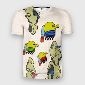 Мужская футболка 3D Slim с принтом Game Doodle Jump в Санкт-Петербурге, 100% полиэстер с улучшенными характеристиками | приталенный силуэт, круглая горловина, широкие плечи, сужается к линии бедра | doodle | doodle jump | game | jump | видеоигра | дудлик | игра | игры | каракуля | мобилка | мобильная игра | платформер