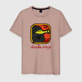 Мужская футболка хлопок с принтом Doodle ninja в Петрозаводске, 100% хлопок | прямой крой, круглый вырез горловины, длина до линии бедер, слегка спущенное плечо. | doodle | doodle jump | game | jump | видеоигра | дудлик | игра | игры | каракуля | мобилка | мобильная игра | платформер