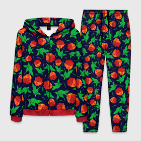 Мужской костюм 3D с принтом Тюльпаны Весенние цветы в Екатеринбурге, 100% полиэстер | Манжеты и пояс оформлены тканевой резинкой, двухслойный капюшон со шнурком для регулировки, карманы спереди | flowers | red tulips | spring | tulips | акварельные цветы | букет | бутоны | весенние цветы | весна | красные тюльпаны | красные цветы | лепестки | лето | листья | много цветов | нарисованные цветы | подарок