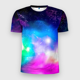 Мужская футболка 3D Slim с принтом Colorful Space   Космос в Петрозаводске, 100% полиэстер с улучшенными характеристиками | приталенный силуэт, круглая горловина, широкие плечи, сужается к линии бедра | gradient | neon | night | space | stars | universe | блеск | вселенная | галактика | градиент | закат | звездное небо | звезды | космический принт | космос | красочный | небо | неон | неоновые краски | ночь | облака