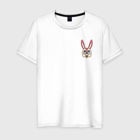 Мужская футболка хлопок с принтом Маска зайца в Курске, 100% хлопок | прямой крой, круглый вырез горловины, длина до линии бедер, слегка спущенное плечо. | аниме | биско | голова | заяц | маска