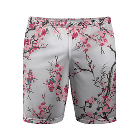 Мужские шорты спортивные с принтом Цветущие ветви ,  |  | арт | весна | рисунок | розовые цветы | розовый цветок | сакура | цветение | цветение дерева | цветение деревьев | цветок | цветы | яркие цветы | яркий цветок