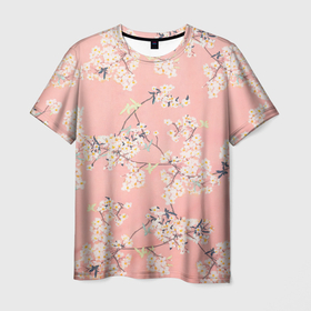 Мужская футболка 3D с принтом Расцветающие деревья в Петрозаводске, 100% полиэфир | прямой крой, круглый вырез горловины, длина до линии бедер | арт | весна | рисунок | розовые цветы | розовый цветок | сакура | цветение | цветение дерева | цветение деревьев | цветок | цветы | яркие цветы | яркий цветок