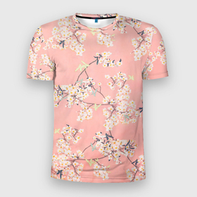 Мужская футболка 3D Slim с принтом Расцветающие деревья в Новосибирске, 100% полиэстер с улучшенными характеристиками | приталенный силуэт, круглая горловина, широкие плечи, сужается к линии бедра | арт | весна | рисунок | розовые цветы | розовый цветок | сакура | цветение | цветение дерева | цветение деревьев | цветок | цветы | яркие цветы | яркий цветок
