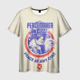 Мужская футболка 3D с принтом Peacemaker. Мир любой ценой в Екатеринбурге, 100% полиэфир | прямой крой, круглый вырез горловины, длина до линии бедер | dc | peace | peacemaker | джон сина | кристофер смит | мир | миротворец | орел | орлик | пацифист | суперзлодей