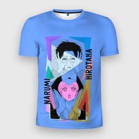 Мужская футболка 3D Slim с принтом Наруми  Хиротака в Кировске, 100% полиэстер с улучшенными характеристиками | приталенный силуэт, круглая горловина, широкие плечи, сужается к линии бедра | аниме | имена | любовь | манга | надпись | наруми | пара | хиротака