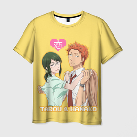 Мужская футболка 3D с принтом Ханакo  Таро в Курске, 100% полиэфир | прямой крой, круглый вырез горловины, длина до линии бедер | аниме | именя | любовь | надпись | пара | персонажи | сердце | таро | ханакo