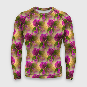 Мужской рашгард 3D с принтом фиолетовые цветочки 3d в Тюмени,  |  | весна | паттерн | фиолетовые цветы | цветочки | цветы