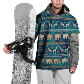 Накидка на куртку 3D с принтом Жирафы и слоны в Белгороде, 100% полиэстер |  | Тематика изображения на принте: африка | жираф | звери | паттерн | слон