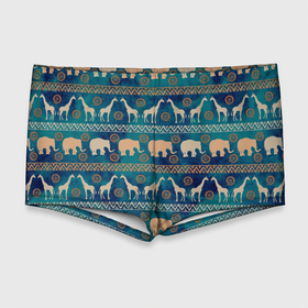 Мужские купальные плавки 3D с принтом Жирафы и слоны в Курске, Полиэстер 85%, Спандекс 15% |  | африка | жираф | звери | паттерн | слон