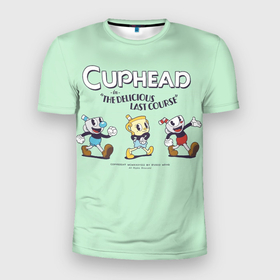Мужская футболка 3D Slim с принтом cuphead   герои в Петрозаводске, 100% полиэстер с улучшенными характеристиками | приталенный силуэт, круглая горловина, широкие плечи, сужается к линии бедра | cuphead | мультфильмы | чашечка | шоу