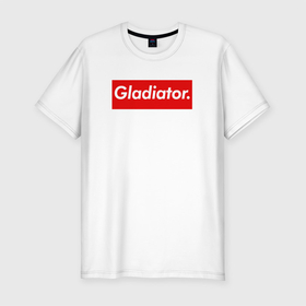 Мужская футболка хлопок Slim с принтом Gladiator. в Тюмени, 92% хлопок, 8% лайкра | приталенный силуэт, круглый вырез ворота, длина до линии бедра, короткий рукав | gladiator | валакас | глад | гладиатор