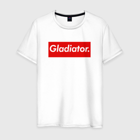 Мужская футболка хлопок с принтом Gladiator. в Екатеринбурге, 100% хлопок | прямой крой, круглый вырез горловины, длина до линии бедер, слегка спущенное плечо. | gladiator | валакас | глад | гладиатор