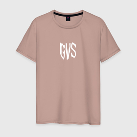 Мужская футболка хлопок с принтом G V S в Санкт-Петербурге, 100% хлопок | прямой крой, круглый вырез горловины, длина до линии бедер, слегка спущенное плечо. | gvs | блогер | валакас | глад