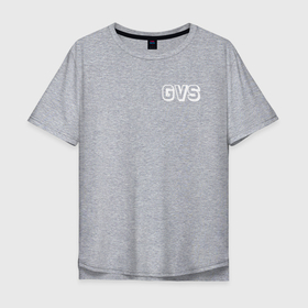Мужская футболка хлопок Oversize с принтом GVS NEW в Курске, 100% хлопок | свободный крой, круглый ворот, “спинка” длиннее передней части | Тематика изображения на принте: gvs | валакас | глад | логотип