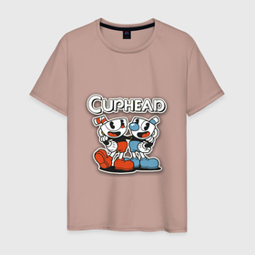 Мужская футболка хлопок с принтом cuphead   герои 2 в Петрозаводске, 100% хлопок | прямой крой, круглый вырез горловины, длина до линии бедер, слегка спущенное плечо. | cuphead | капхед | чашечка | шоу