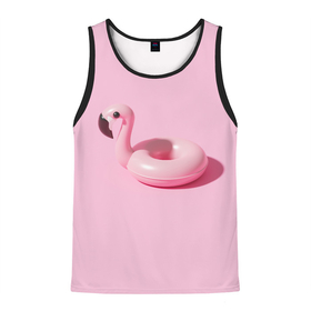 Мужская майка 3D с принтом Flamingos | Розовый фламинго в Петрозаводске, 100% полиэстер | круглая горловина, приталенный силуэт, длина до линии бедра. Пройма и горловина окантованы тонкой бейкой | flamingos | phoenicopterus | животные | розовая птица | розовый | фламинго | фламингообразный