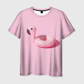 Мужская футболка 3D с принтом Flamingos | Розовый фламинго в Новосибирске, 100% полиэфир | прямой крой, круглый вырез горловины, длина до линии бедер | Тематика изображения на принте: flamingos | phoenicopterus | животные | розовая птица | розовый | фламинго | фламингообразный