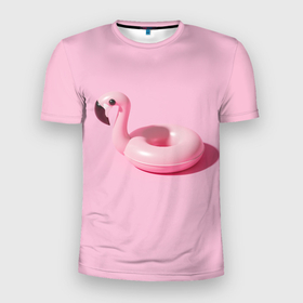 Мужская футболка 3D Slim с принтом Flamingos | Розовый фламинго в Курске, 100% полиэстер с улучшенными характеристиками | приталенный силуэт, круглая горловина, широкие плечи, сужается к линии бедра | flamingos | phoenicopterus | животные | розовая птица | розовый | фламинго | фламингообразный