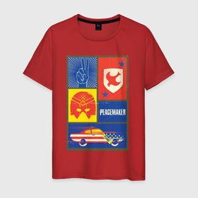 Мужская футболка хлопок с принтом Миротворец. Символы в Белгороде, 100% хлопок | прямой крой, круглый вырез горловины, длина до линии бедер, слегка спущенное плечо. | dc | peace | peacemaker | мир | миротворец | пацифист | суперзлодей