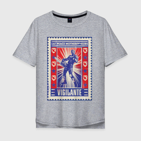Мужская футболка хлопок Oversize с принтом Миротворец. Линчеватель в Тюмени, 100% хлопок | свободный крой, круглый ворот, “спинка” длиннее передней части | dc | peace | peacemaker | vigilante | линчеватель | мир | миротворец | пацифист | суперзлодей | энриан чейз