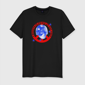 Мужская футболка хлопок Slim с принтом Миротворец. Пацифик и звезды в Курске, 92% хлопок, 8% лайкра | приталенный силуэт, круглый вырез ворота, длина до линии бедра, короткий рукав | dc | peace | peacemaker | мир | миротворец | пацифист | суперзлодей