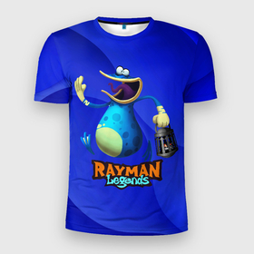 Мужская футболка 3D Slim с принтом Globox с фонарем в Кировске, 100% полиэстер с улучшенными характеристиками | приталенный силуэт, круглая горловина, широкие плечи, сужается к линии бедра | legends | rayman | rayman legends | глобокс | рейман | рэйман | рэймэн