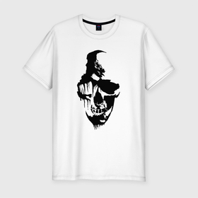 Мужская футболка хлопок Slim с принтом Black Skull Crusher в Кировске, 92% хлопок, 8% лайкра | приталенный силуэт, круглый вырез ворота, длина до линии бедра, короткий рукав | death | horror | skeleton | skull | teeth | zombie | зомби | зубы | отпечаток | скелет | хоррор | череп