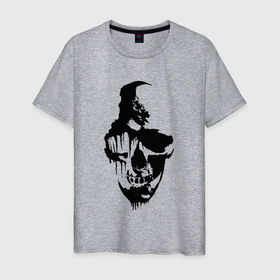 Мужская футболка хлопок с принтом Black Skull Crusher в Кировске, 100% хлопок | прямой крой, круглый вырез горловины, длина до линии бедер, слегка спущенное плечо. | death | horror | skeleton | skull | teeth | zombie | зомби | зубы | отпечаток | скелет | хоррор | череп