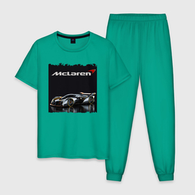 Мужская пижама хлопок с принтом McLaren   Concept в Новосибирске, 100% хлопок | брюки и футболка прямого кроя, без карманов, на брюках мягкая резинка на поясе и по низу штанин
 | Тематика изображения на принте: car | concept | mclaren | motorsport | power | racing | автомобиль | автоспорт | мощь