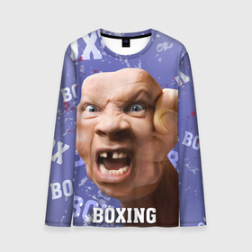 Мужской лонгслив 3D с принтом boxing   фиолетовый в городе Новоалтайск, 100% полиэстер | длинные рукава, круглый вырез горловины, полуприлегающий силуэт | арт | бои | бокс | лицо | прикол | спорт