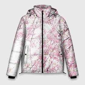 Мужская зимняя куртка 3D с принтом Розовое цветение в Екатеринбурге, верх — 100% полиэстер; подкладка — 100% полиэстер; утеплитель — 100% полиэстер | длина ниже бедра, свободный силуэт Оверсайз. Есть воротник-стойка, отстегивающийся капюшон и ветрозащитная планка. 

Боковые карманы с листочкой на кнопках и внутренний карман на молнии. | арт | весна | ива | рисунок | розовые цветы | розовый цветок | сакура | цветение | цветение дерева | цветение деревьев | цветок | цветущая ива | цветы | яркие цветы | яркий цветок